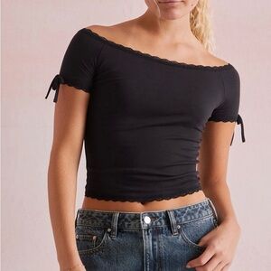 NWT PACSUN Elegant Black Lace Trim Top